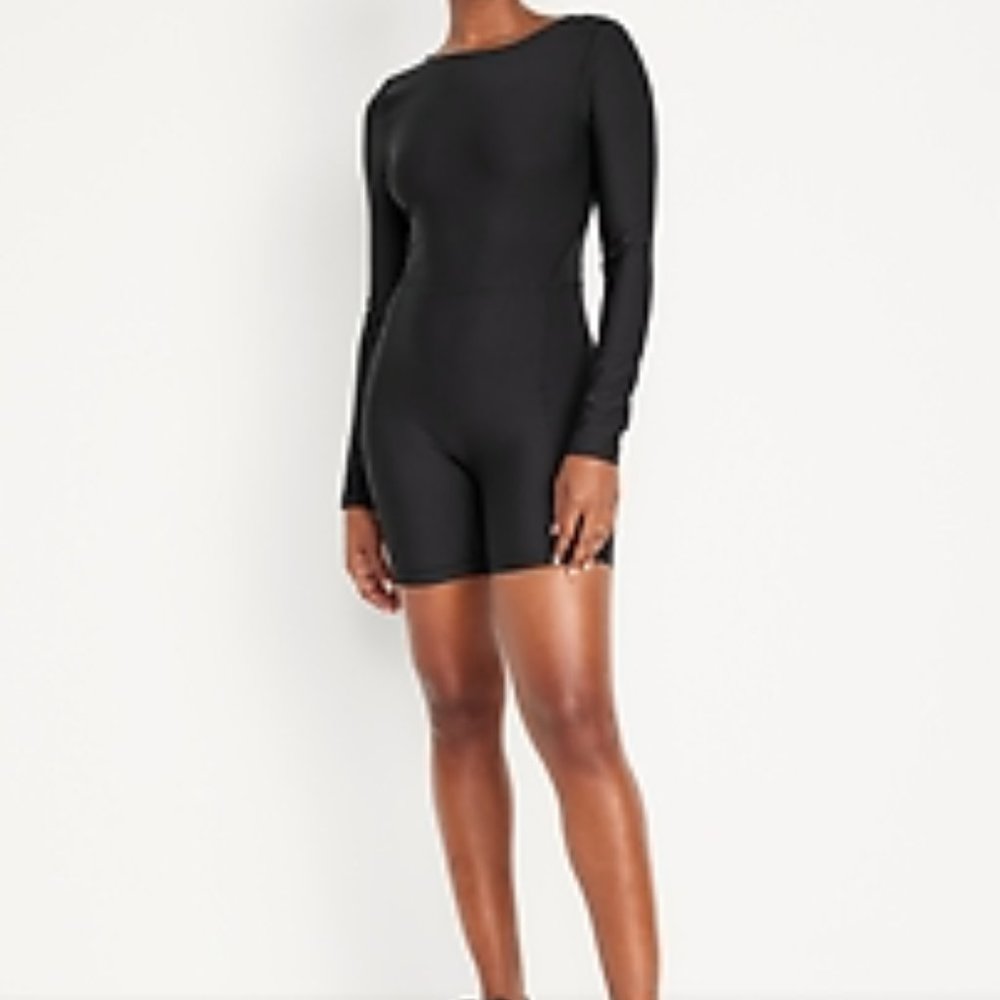 Old Navy Black Long Sleeve Bodysuit - XL Petite - Low Back